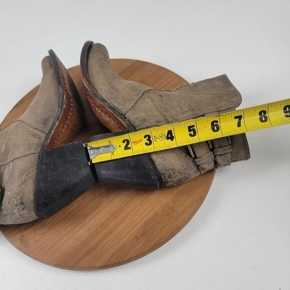 Lucchese Catalina Distessed Brown Leather Booties US 7 B Buckle Western Zip Up - Picture 10 of 14